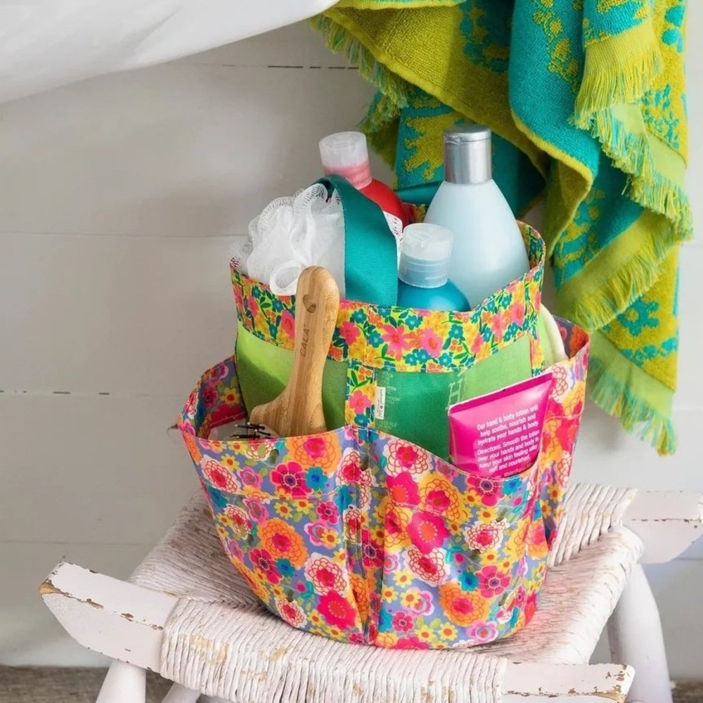 NEW Natural Life Floral Mesh Shower Caddy Dorm College Pockets Pink Green